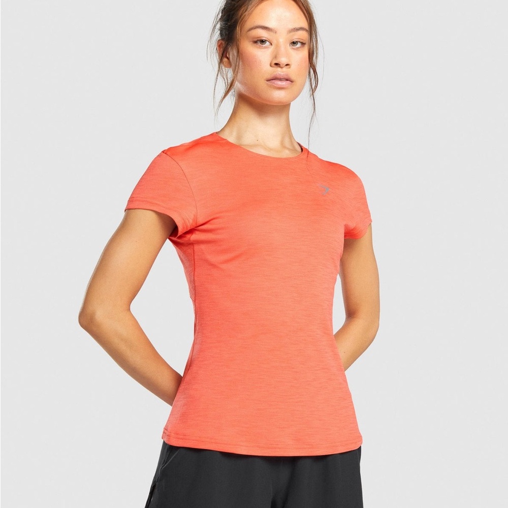 Gymshark Speed T-Shirt Orange Marl Coral Small Running Workout Top Short Sleeve